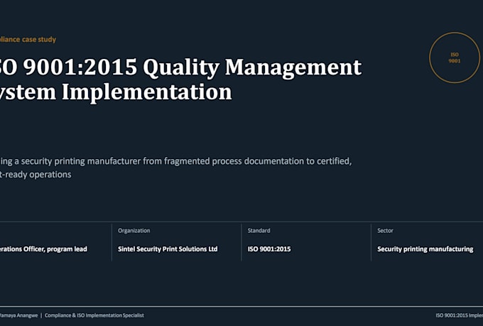 develop and review iso 9001 quality management system documentation